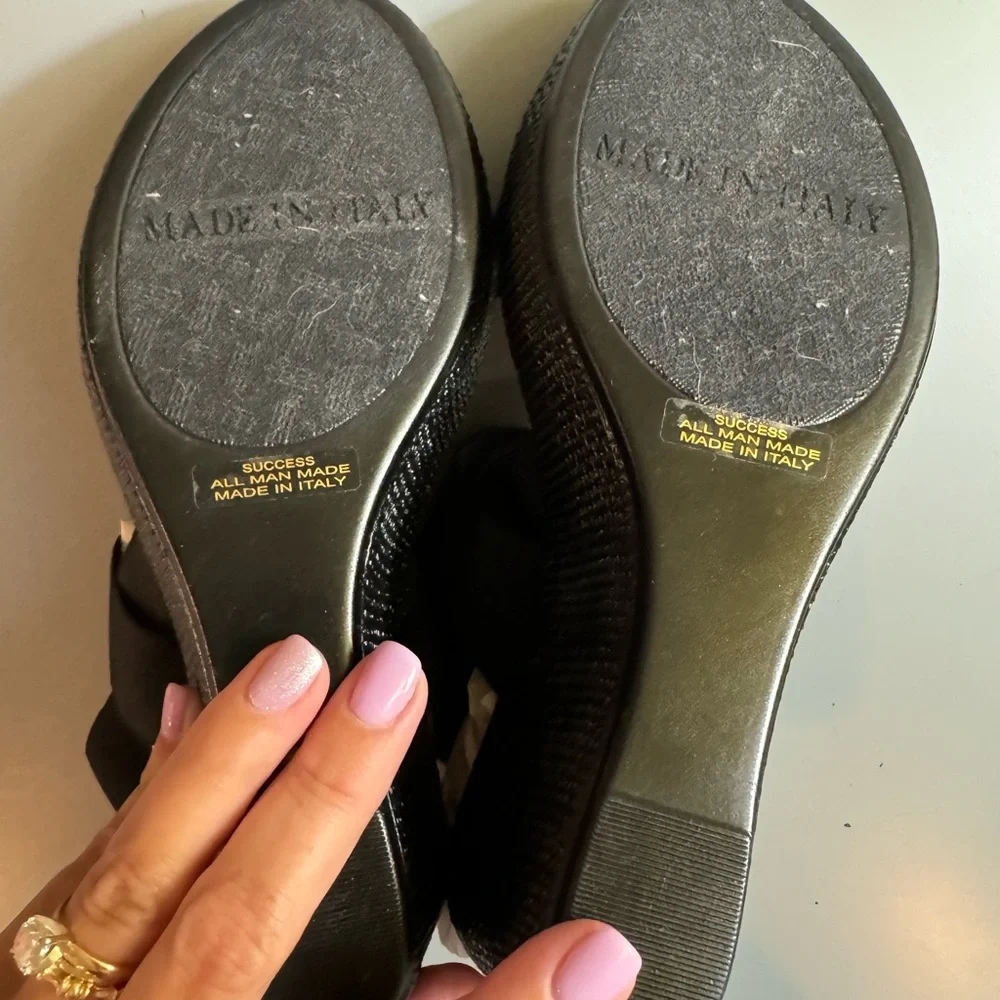 EUC worn once. Black detailed wedges from Italy. - Picture 5 of 6